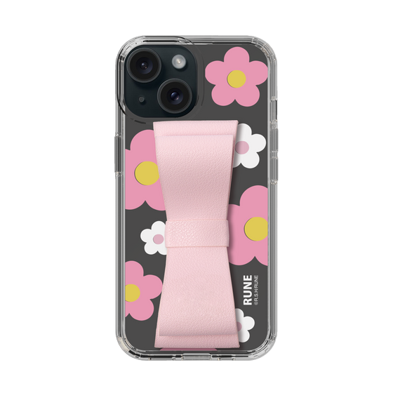 Slim Protection Case - STAND & RING RIBBON Sakura Pink［ Rune Naito - RUNE Flower - Pink ］