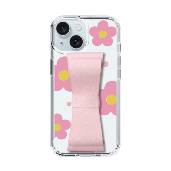 Slim Protection Case - STAND & RING RIBBON Sakura Pink［ Rune Naito - RUNE Flower - Pink ］