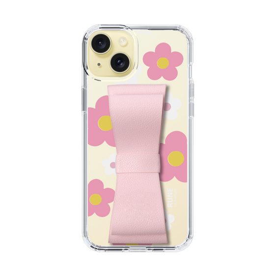 Slim Protection Case - STAND & RING RIBBON Sakura Pink［ Rune Naito - RUNE Flower - Pink ］