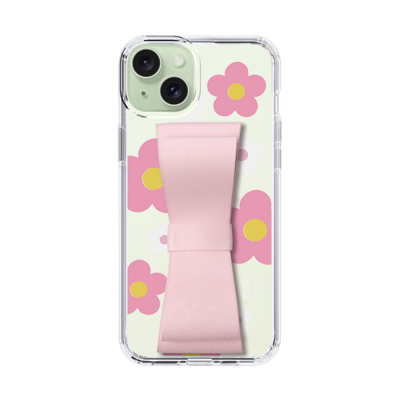 Slim Protection Case - STAND & RING RIBBON Sakura Pink［ Rune Naito - RUNE Flower - Pink ］