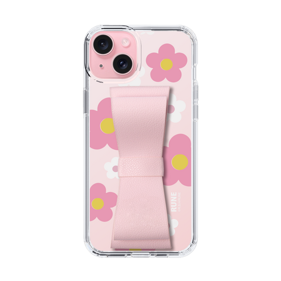 Slim Protection Case - STAND & RING RIBBON Sakura Pink［ Rune Naito - RUNE Flower - Pink ］
