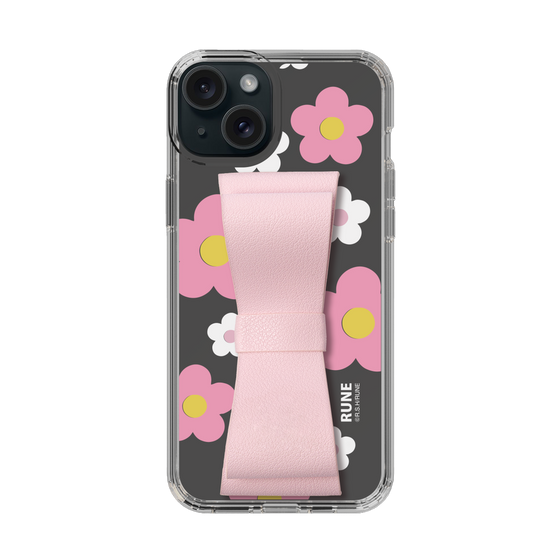 Slim Protection Case - STAND & RING RIBBON Sakura Pink［ Rune Naito - RUNE Flower - Pink ］