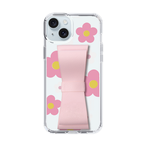 Slim Protection Case - STAND & RING RIBBON Sakura Pink［ Rune Naito - RUNE Flower - Pink ］
