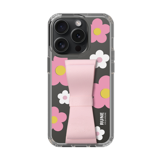 Slim Protection Case - STAND & RING RIBBON Sakura Pink［ Rune Naito - RUNE Flower - Pink ］