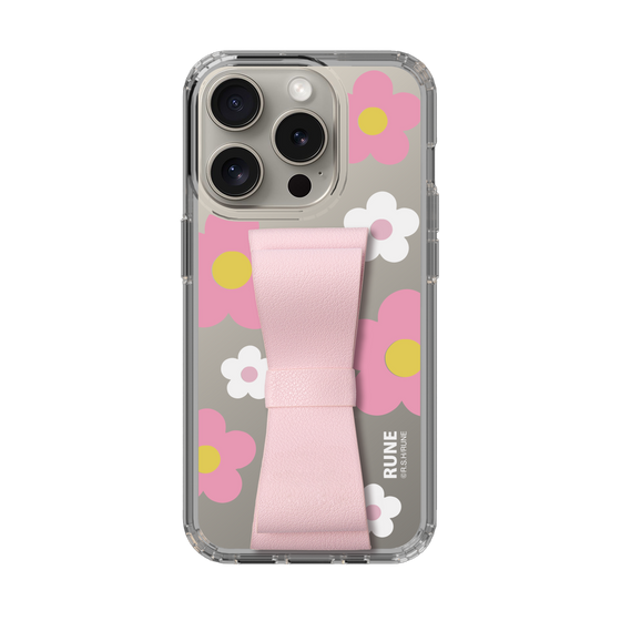 Slim Protection Case - STAND & RING RIBBON Sakura Pink［ Rune Naito - RUNE Flower - Pink ］