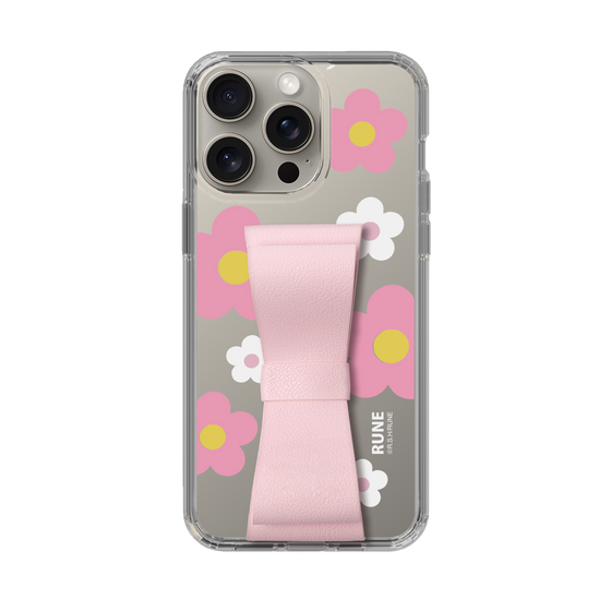 Slim Protection Case - STAND & RING RIBBON Sakura Pink［ Rune Naito - RUNE Flower - Pink ］