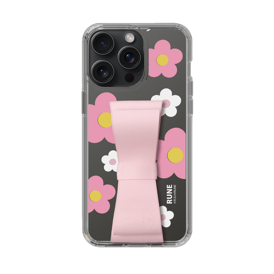 Slim Protection Case - STAND & RING RIBBON Sakura Pink［ Rune Naito - RUNE Flower - Pink ］