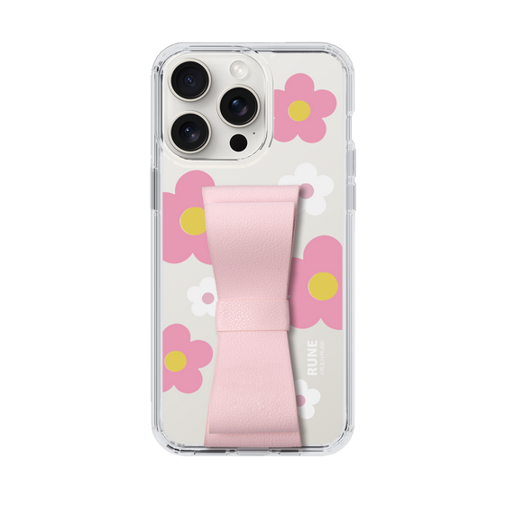 Slim Protection Case - STAND & RING RIBBON Sakura Pink［ Rune Naito - RUNE Flower - Pink ］