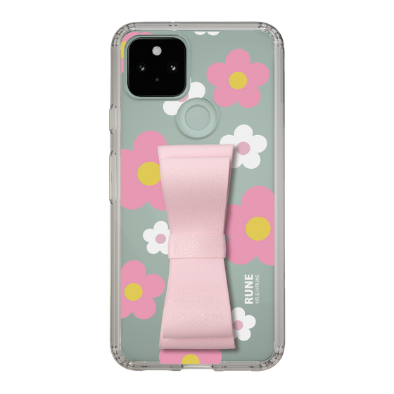 Slim Protection Case - STAND & RING RIBBON Sakura Pink［ Rune Naito - RUNE Flower - Pink ］