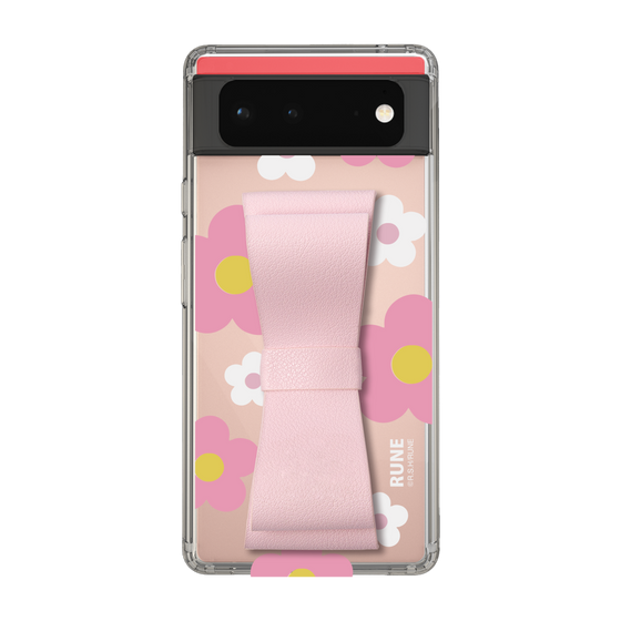 Slim Protection Case - STAND & RING RIBBON Sakura Pink［ Rune Naito - RUNE Flower - Pink ］