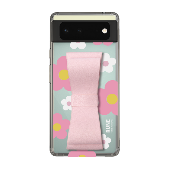 Slim Protection Case - STAND & RING RIBBON Sakura Pink［ Rune Naito - RUNE Flower - Pink ］