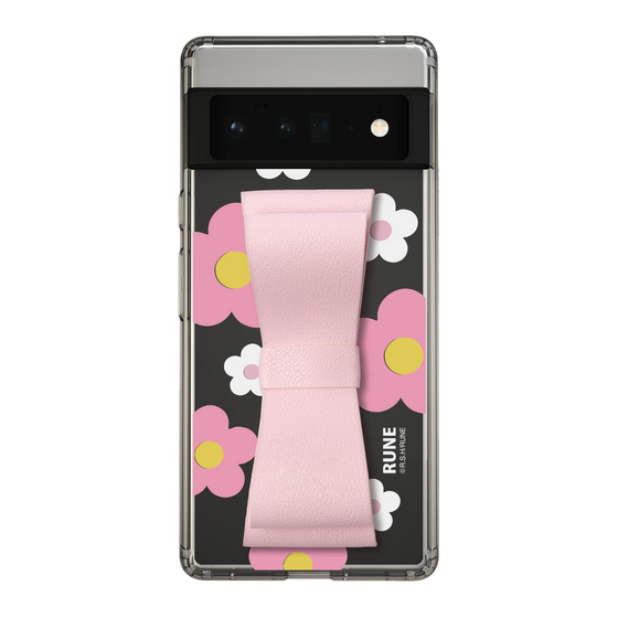 Slim Protection Case - STAND & RING RIBBON Sakura Pink［ Rune Naito - RUNE Flower - Pink ］
