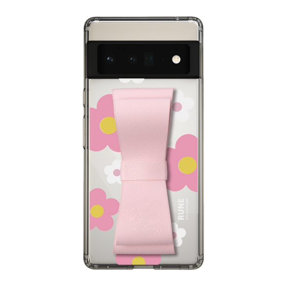 Slim Protection Case - STAND & RING RIBBON Sakura Pink［ Rune Naito - RUNE Flower - Pink ］