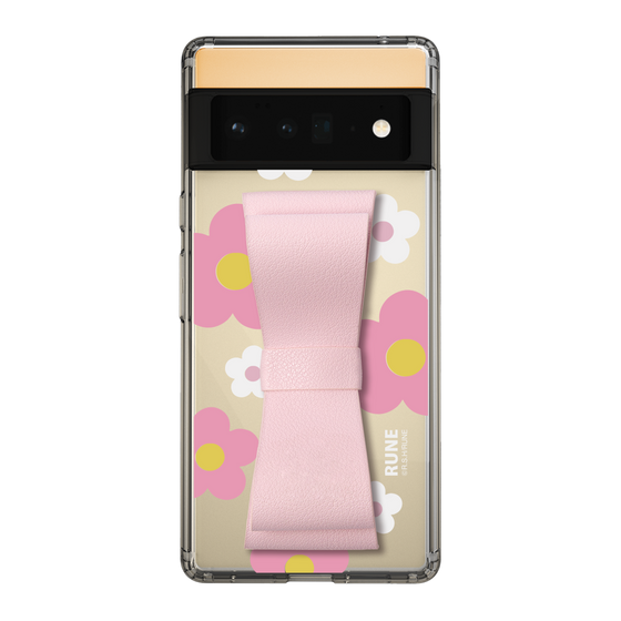Slim Protection Case - STAND & RING RIBBON Sakura Pink［ Rune Naito - RUNE Flower - Pink ］