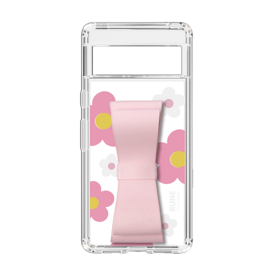 Slim Protection Case - STAND & RING RIBBON Sakura Pink［ Rune Naito - RUNE Flower - Pink ］