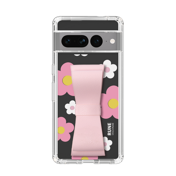 Slim Protection Case - STAND & RING RIBBON Sakura Pink［ Rune Naito - RUNE Flower - Pink ］