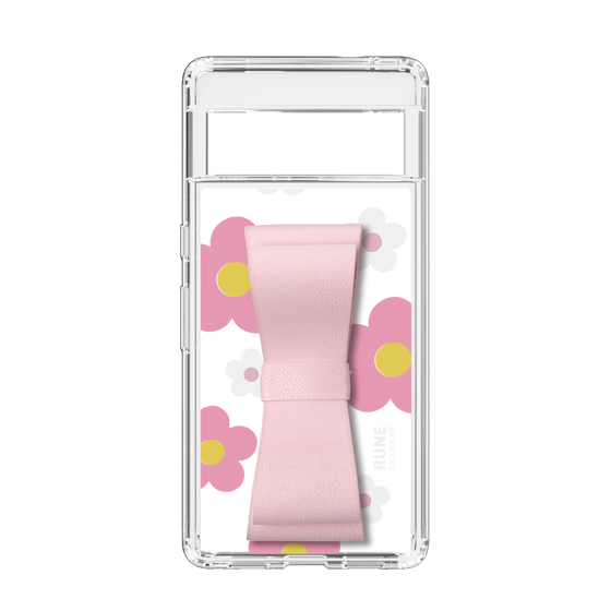 Slim Protection Case - STAND & RING RIBBON Sakura Pink［ Rune Naito - RUNE Flower - Pink ］