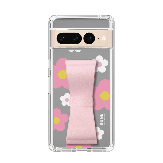 Slim Protection Case - STAND & RING RIBBON Sakura Pink［ Rune Naito - RUNE Flower - Pink ］