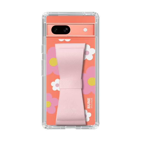 Slim Protection Case - STAND & RING RIBBON Sakura Pink［ Rune Naito - RUNE Flower - Pink ］