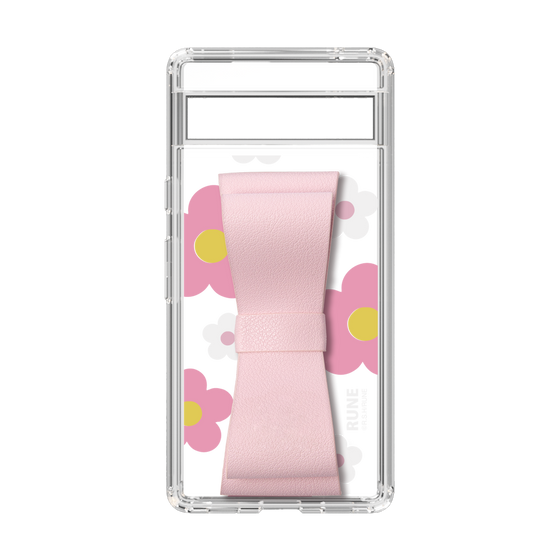 Slim Protection Case - STAND & RING RIBBON Sakura Pink［ Rune Naito - RUNE Flower - Pink ］