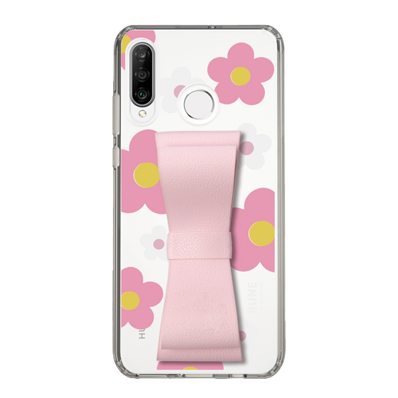 Slim Protection Case - STAND & RING RIBBON Sakura Pink［ Rune Naito - RUNE Flower - Pink ］