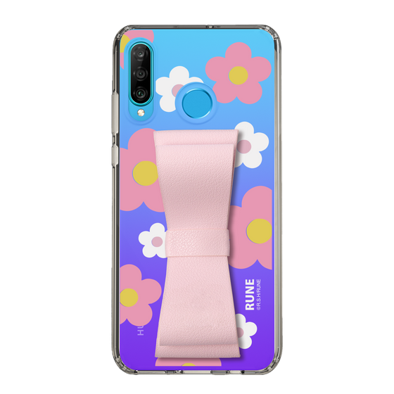 Slim Protection Case - STAND & RING RIBBON Sakura Pink［ Rune Naito - RUNE Flower - Pink ］