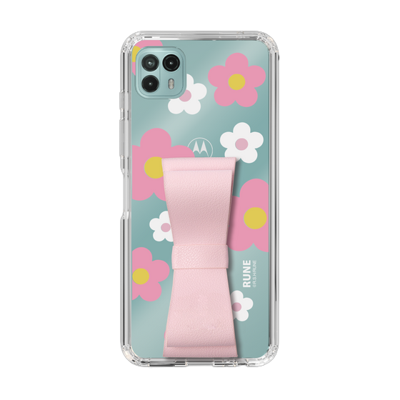 Slim Protection Case - STAND & RING RIBBON Sakura Pink［ Rune Naito - RUNE Flower - Pink ］