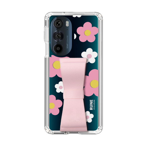 Slim Protection Case - STAND & RING RIBBON Sakura Pink［ Rune Naito - RUNE Flower - Pink ］