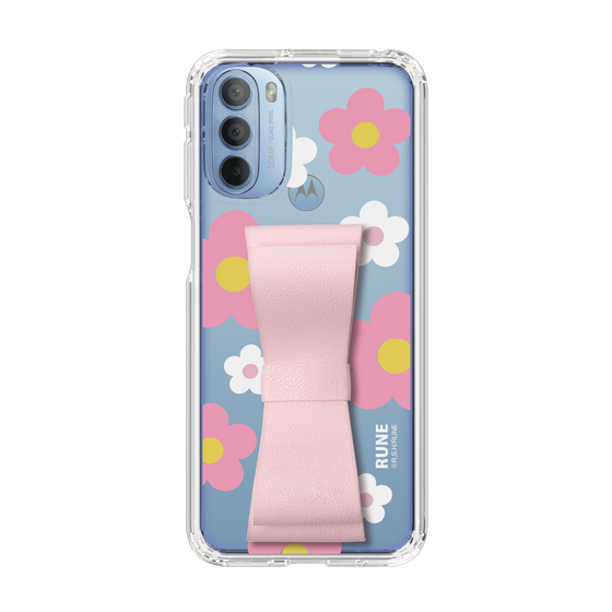 Slim Protection Case - STAND & RING RIBBON Sakura Pink［ Rune Naito - RUNE Flower - Pink ］