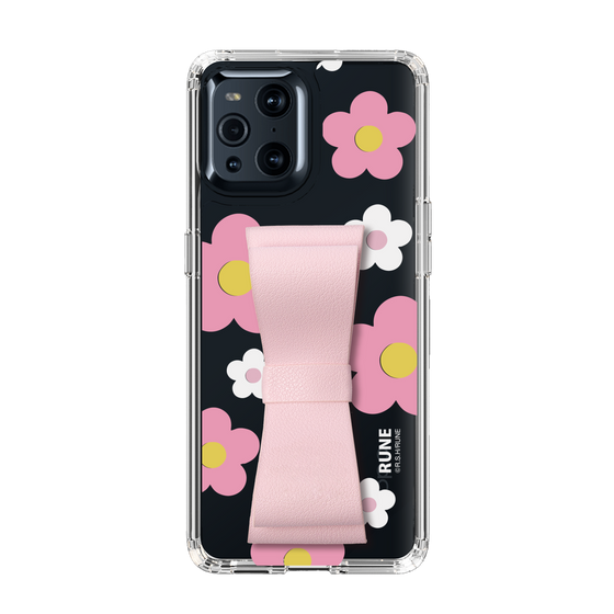 Slim Protection Case - STAND & RING RIBBON Sakura Pink［ Rune Naito - RUNE Flower - Pink ］