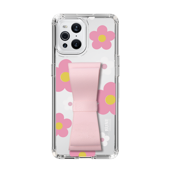 Slim Protection Case - STAND & RING RIBBON Sakura Pink［ Rune Naito - RUNE Flower - Pink ］