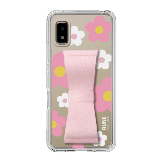 Slim Protection Case - STAND & RING RIBBON Sakura Pink［ Rune Naito - RUNE Flower - Pink ］