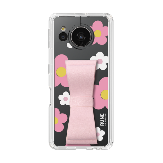 Slim Protection Case - STAND & RING RIBBON Sakura Pink［ Rune Naito - RUNE Flower - Pink ］