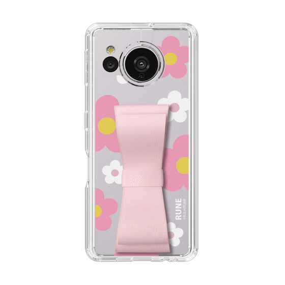 Slim Protection Case - STAND & RING RIBBON Sakura Pink［ Rune Naito - RUNE Flower - Pink ］