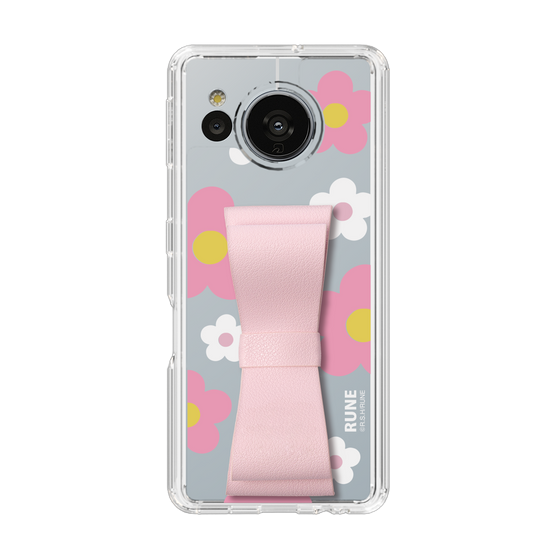 Slim Protection Case - STAND & RING RIBBON Sakura Pink［ Rune Naito - RUNE Flower - Pink ］