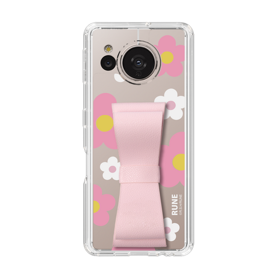Slim Protection Case - STAND & RING RIBBON Sakura Pink［ Rune Naito - RUNE Flower - Pink ］
