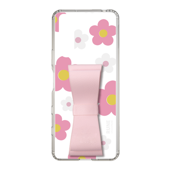 Slim Protection Case - STAND & RING RIBBON Sakura Pink［ Rune Naito - RUNE Flower - Pink ］