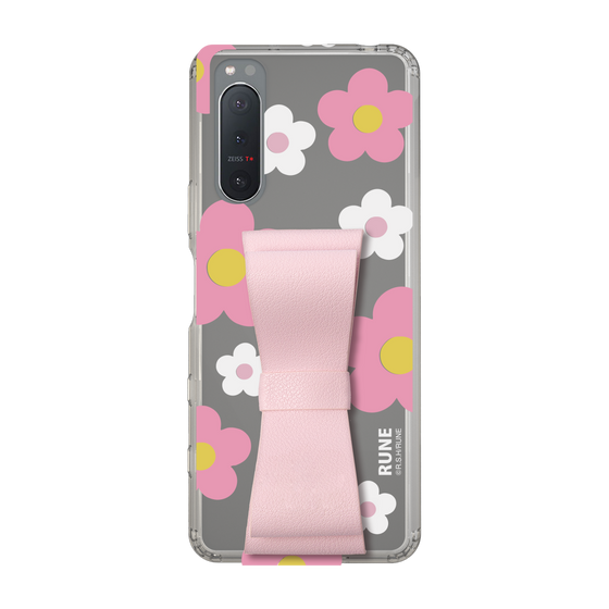 Slim Protection Case - STAND & RING RIBBON Sakura Pink［ Rune Naito - RUNE Flower - Pink ］