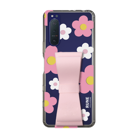 Slim Protection Case - STAND & RING RIBBON Sakura Pink［ Rune Naito - RUNE Flower - Pink ］