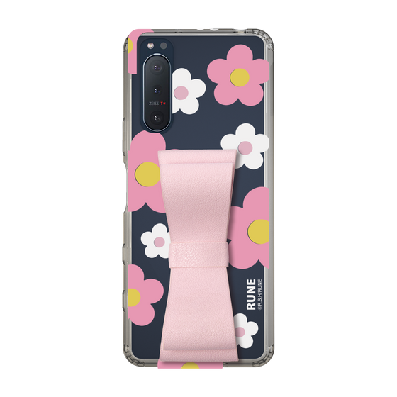Slim Protection Case - STAND & RING RIBBON Sakura Pink［ Rune Naito - RUNE Flower - Pink ］