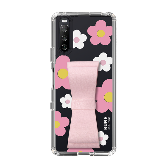 Slim Protection Case - STAND & RING RIBBON Sakura Pink［ Rune Naito - RUNE Flower - Pink ］