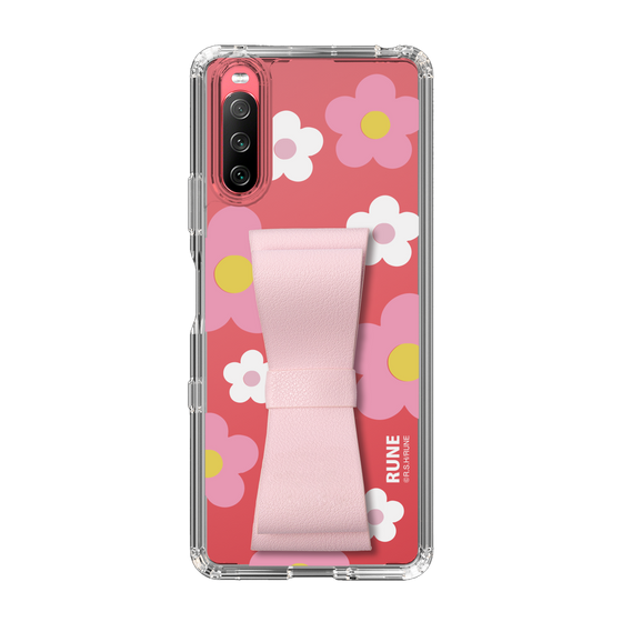 Slim Protection Case - STAND & RING RIBBON Sakura Pink［ Rune Naito - RUNE Flower - Pink ］