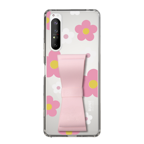 Slim Protection Case - STAND & RING RIBBON Sakura Pink［ Rune Naito - RUNE Flower - Pink ］
