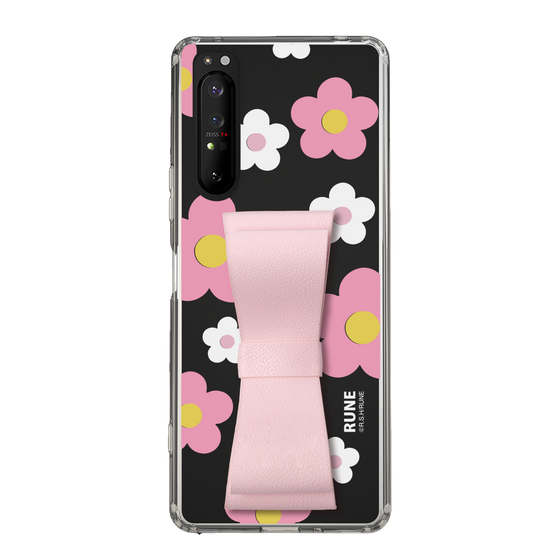 Slim Protection Case - STAND & RING RIBBON Sakura Pink［ Rune Naito - RUNE Flower - Pink ］