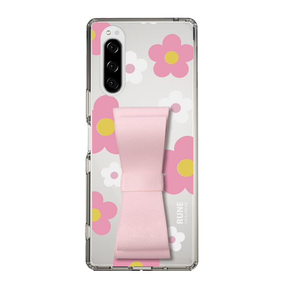 Slim Protection Case - STAND & RING RIBBON Sakura Pink［ Rune Naito - RUNE Flower - Pink ］