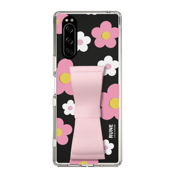 Slim Protection Case - STAND & RING RIBBON Sakura Pink［ Rune Naito - RUNE Flower - Pink ］