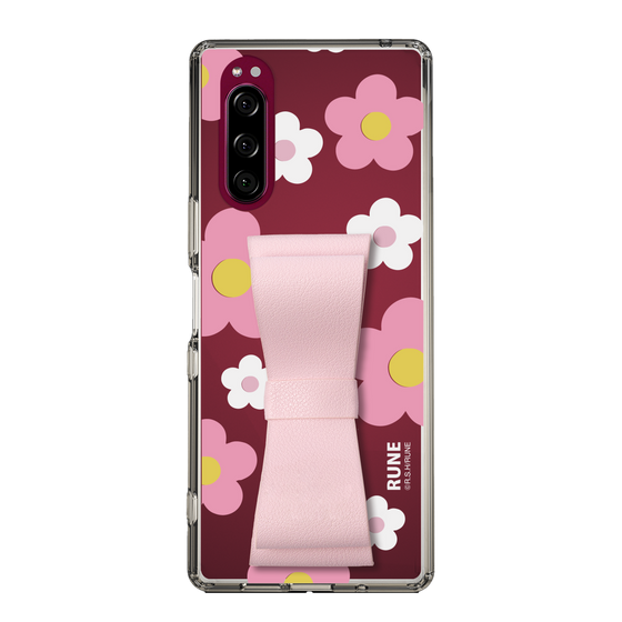Slim Protection Case - STAND & RING RIBBON Sakura Pink［ Rune Naito - RUNE Flower - Pink ］