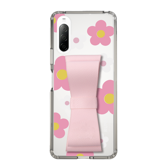 Slim Protection Case - STAND & RING RIBBON Sakura Pink［ Rune Naito - RUNE Flower - Pink ］