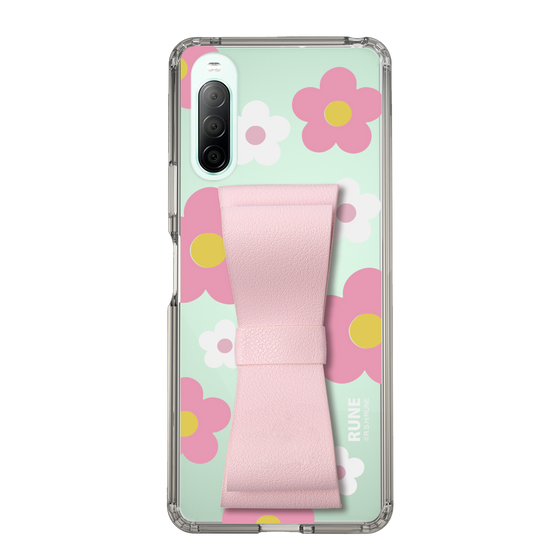 Slim Protection Case - STAND & RING RIBBON Sakura Pink［ Rune Naito - RUNE Flower - Pink ］