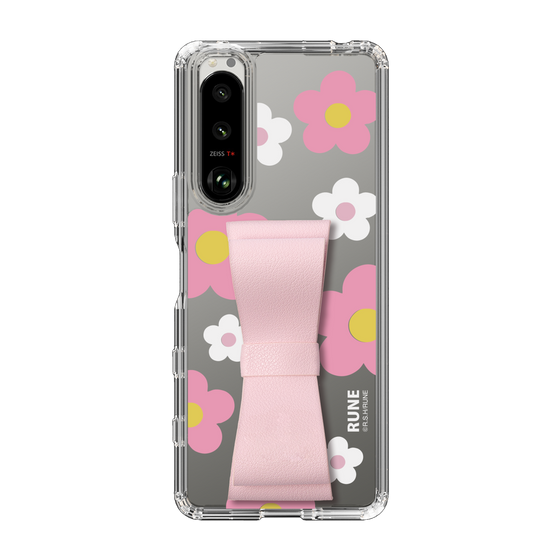 Slim Protection Case - STAND & RING RIBBON Sakura Pink［ Rune Naito - RUNE Flower - Pink ］